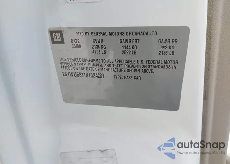 2008 Chevrolet Impala Ltz from USA, damaged, VIN 2G1WU583181324237